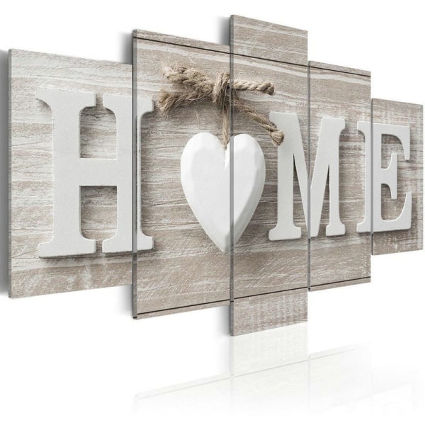Väggkonst i 5 delar - Love HOME, non-woven canvas för vardagsrum