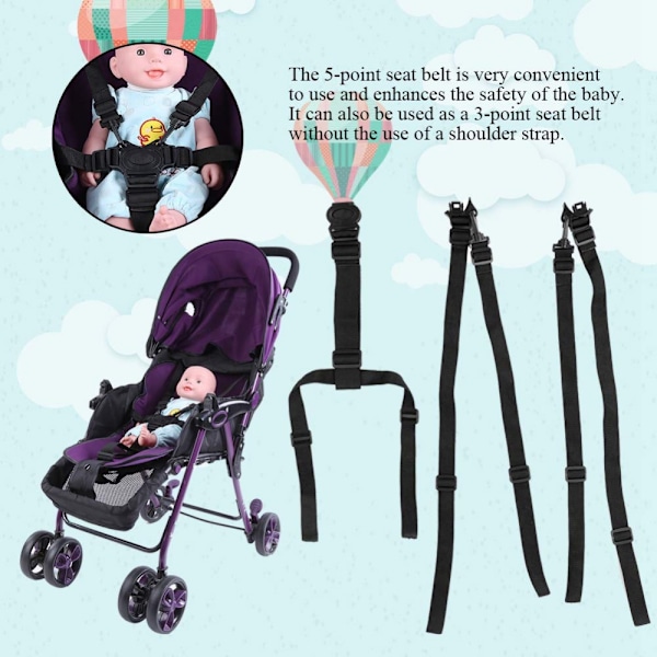 Baby Stroller 5-punkts Sikkerhedssele, Krog og Spænde Sikkerhedssele, Baby Stroller Tilbehør