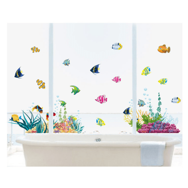 Väggklistermärken för barn fisk akvarium hav klistermärken I väggdekal för badrum kakel barnkammare baby flicka