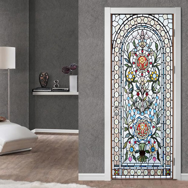 Färgglad Glasdörrdekal (77x200cm) 3D-Poster för Kök Sovrum