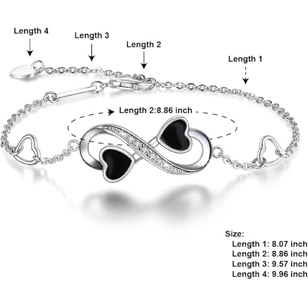 Dam Infinity Love Armband, 925 Sterling Silver Justerbar Charm Forever Armband för Kvinnor och