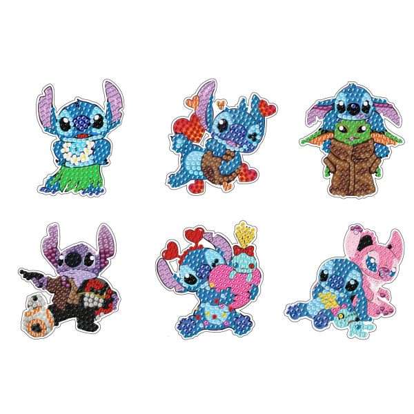 6st Cartoon Stitch Series Diamond Painting Nyckelring