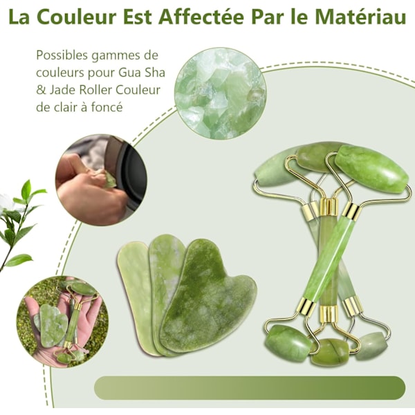 (Grön) Gua Sha Jade Ansikts Gua Sha Sten, Jade Ansiktsrulle, Jade Ansiktsrulle, Avslappning av Nacke och Kroppsmuskler