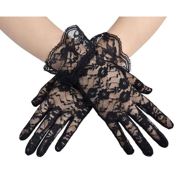 Eleganta korta handskar i spets för kvinnor med sommarhandskar för bröllop