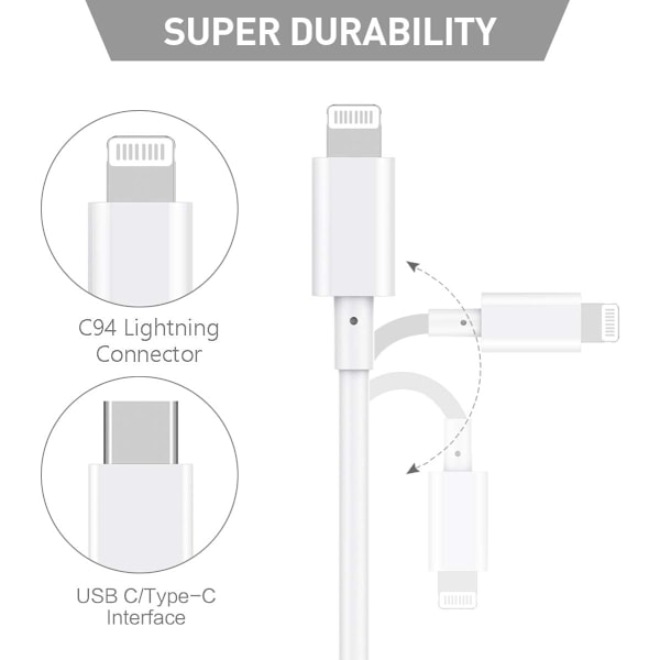 2-pack mobiltelefon datakabel 30W C-LIGHTING laddningskabel lämplig för Apple snabbladdningskabel iPhone14