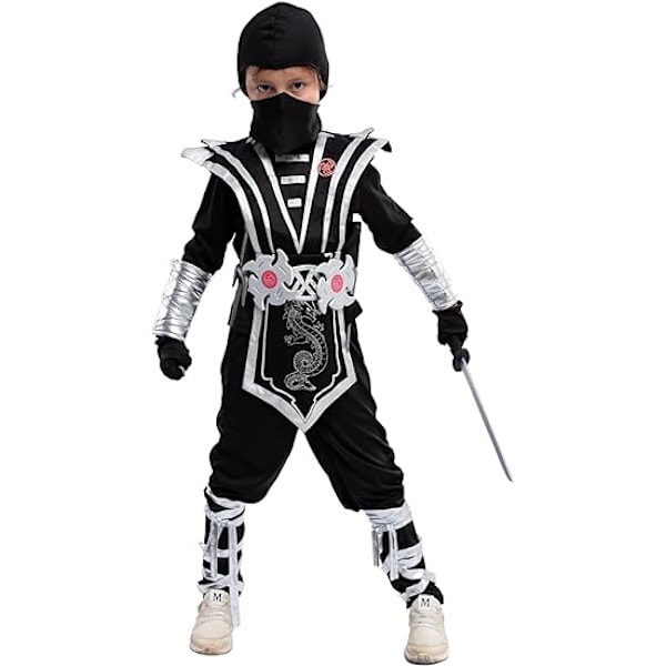 (Størrelse M) 1 stk Ghost Creations Ninja-kostyme for barn, Ninja Kung Fu-kostyme for gutter Halloween Dres