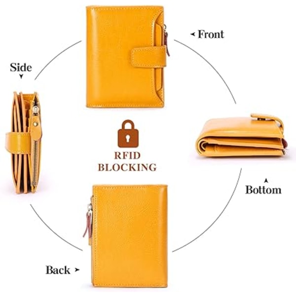 Damplånbok Smal myntplånbok i äkta läder Damplånbok med dragkedja och multi Anti RFID-blockerande korta plånböcker