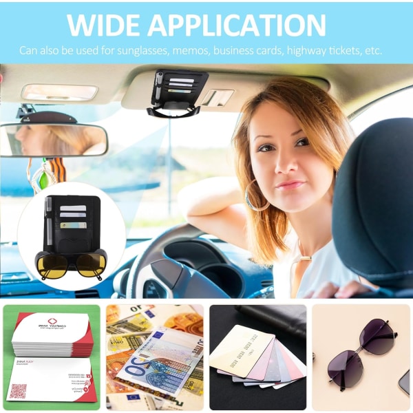 (Beige)Car Visir Organizer, Universal bilglasögonhållare Clip med läder förvaringsfack Bil