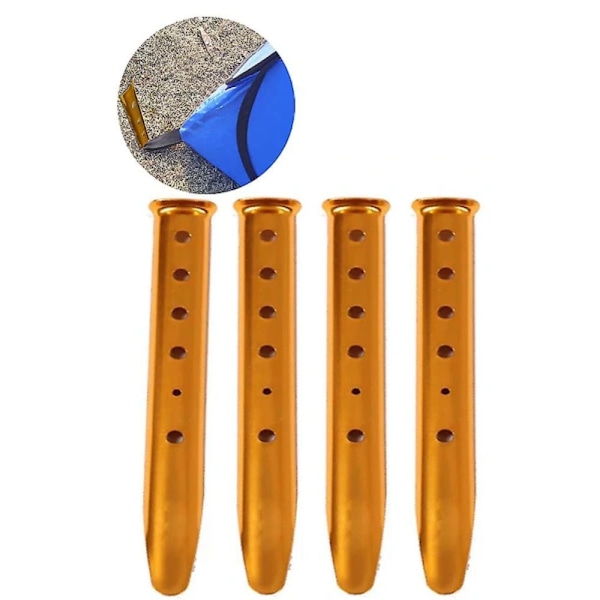 4 stk 31cm snø- og sandteltplugger - aluminiumteltplugger teltplugger gull