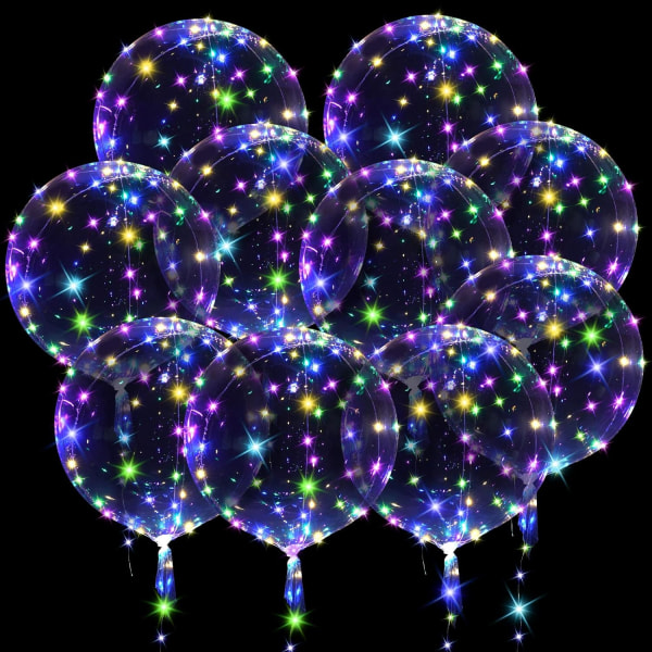 10-pack glödballonger med 61 cm lätta, återanvändbara LED Bobo-ballonger