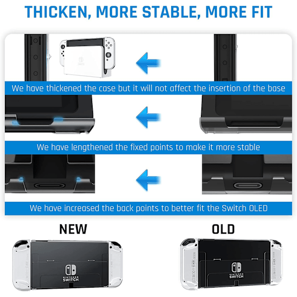 Dockbar klar etui til Switch OLED, beskyttende etui til Switch OLED - stærk og holdbar, ikke