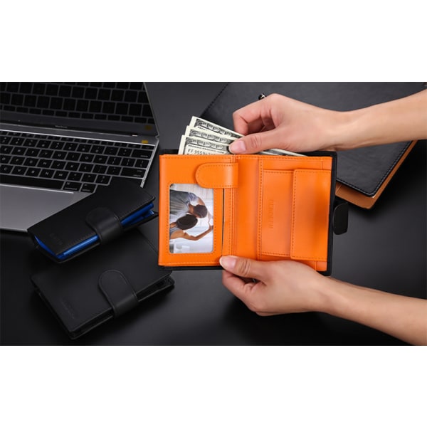 Läderplånbok för män RFID-blockerande plånbok för män Vertikal plånbok för män w