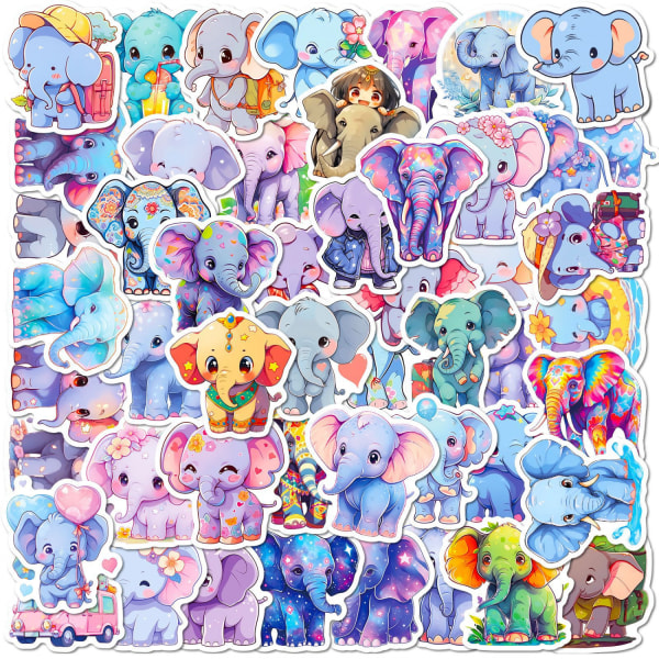 50 tecknade elefantklistermärken