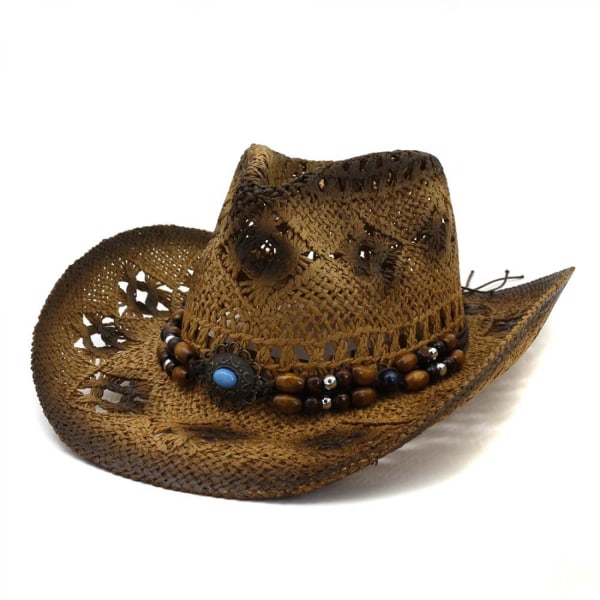 Cowboyhatt stråhatt för män westernhatt UV-skyddande solhatt