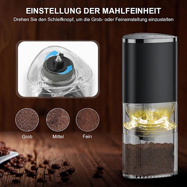 Vit, Bärbar Elektrisk Kaffekvarn i Rostfritt Stål
