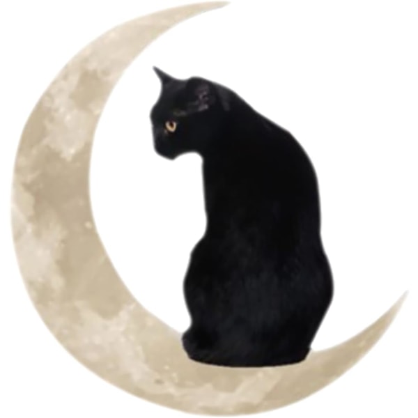 30 x 30 cm (Cat) metall väggdekor svart katt och måne, hängande moder