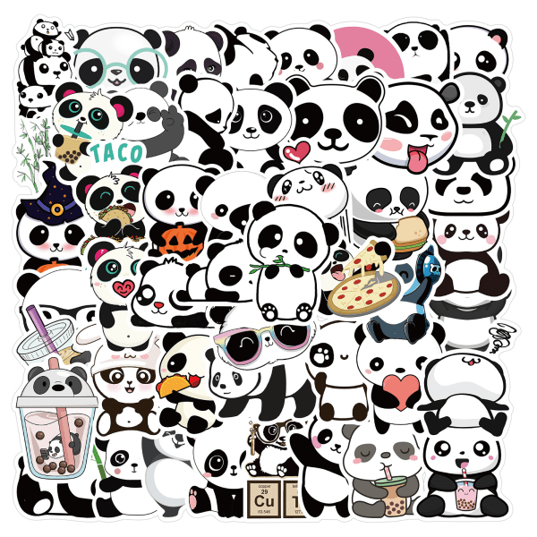50 tecknade Panda Doodle-klistermärken