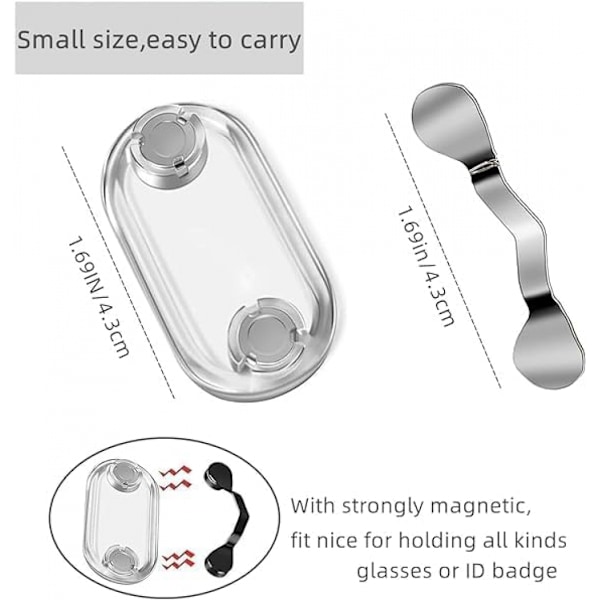 3 stk Magnet Brilleholder (Sølv + Hvit Diamant + Hvit Perle) Magnetisk Brillepin Solbrilleholder Brosje Brosje Magnetisk Brilleklips ID-merke