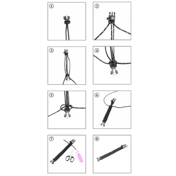 (C)2 st 5-i-1 Paracord Överlevnadsarmband med Eldstarter