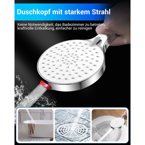 Energisparande duschhuvud med slanghållare, energisparande dusch