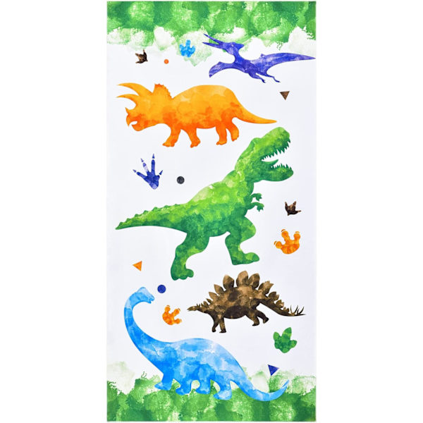 Dinosaurie strandhandduk - Vattenfärg Dino 70 x 150 cm Polyester Campinghanddukar för pojkar Barn Snabbtorkande U