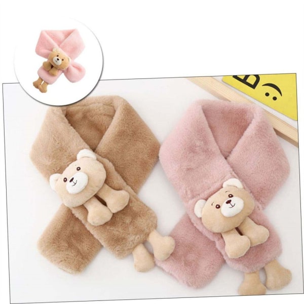 Scarf barns vinter rosa scarf, björn dekorativ plysch halsduk