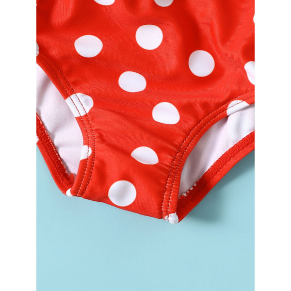(Storlek M) Flickor Polka Dot Rygglös Rosett Bebis Baddräkt