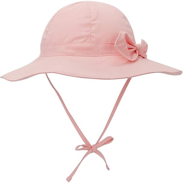 (Pink) Sløjfe Baby Solhat Sløjfe Baby Pige Solhat Baby Pige UPF 50+ Toddler Hat Bred Skygge Sommer Baby Hat