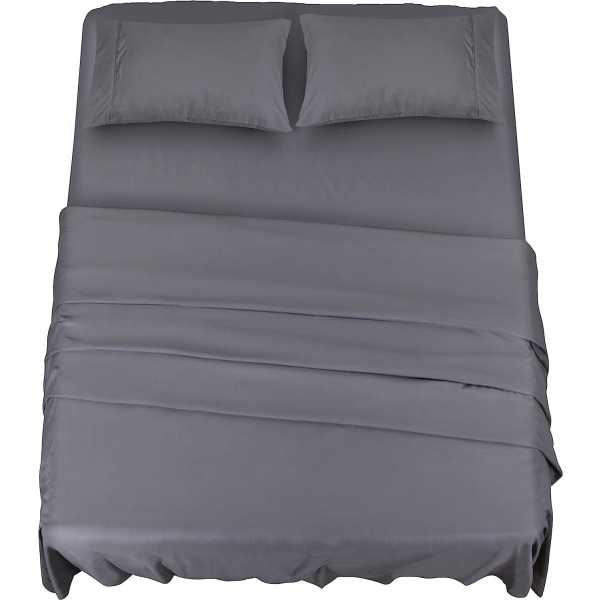 Sängkläder 4-delad set (grå) – 1 monterat & platt lakan med