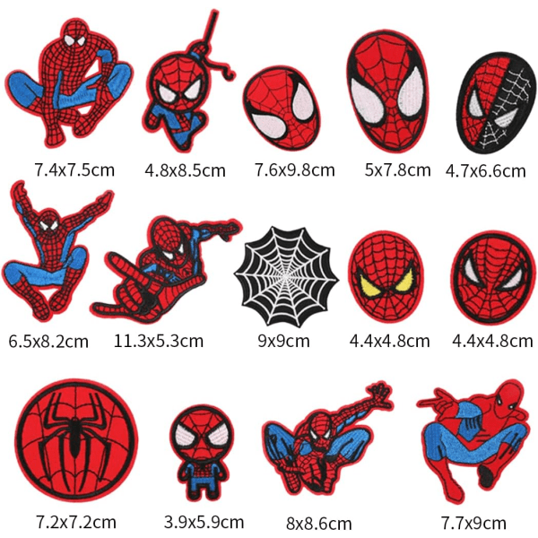 14 st Iron on Patches, wopin-Spiderman Patches för kläder