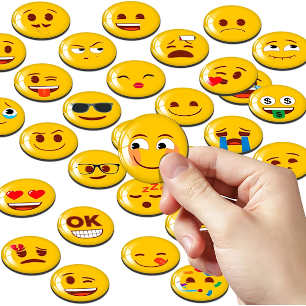 25mm Emoji-magneter Kylskåpsmagneter Whiteboard-dekoration Klassrum Diskmaskinssäker Söta och roliga Bästa presenten till pojkar och flickor (30 Em