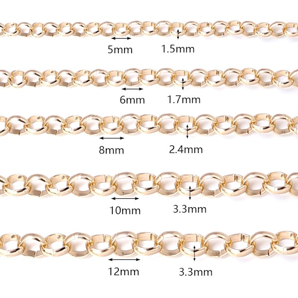 10x3,3mm - 5m guld aluminium kantkæde krydskæder led kabel O-formede kæder halskæde kædeled sølv