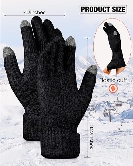 (Pink, Sort) 2 par kvinders vinter touch screen handsker, varme strikkehandsker, elastiske manchetter, vinter sms handsker med tyk