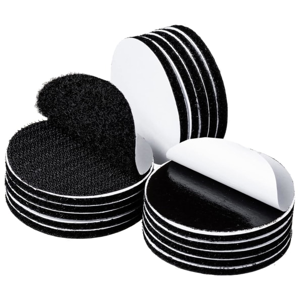 (12-pack, rund 50 mm） Kraftiga självhäftande prickar med krok och ögla