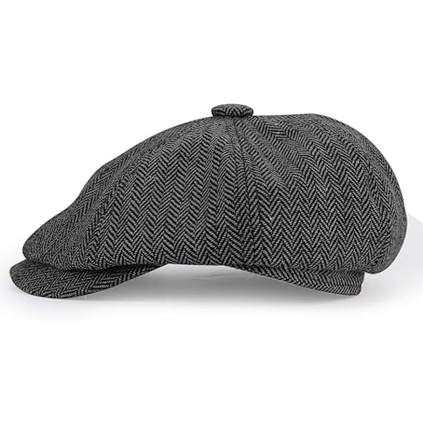 Grå Nyhetspojke Flat Cap - Herringbone Tweed Gatsby Hat Ivy Irish Hat Unisex