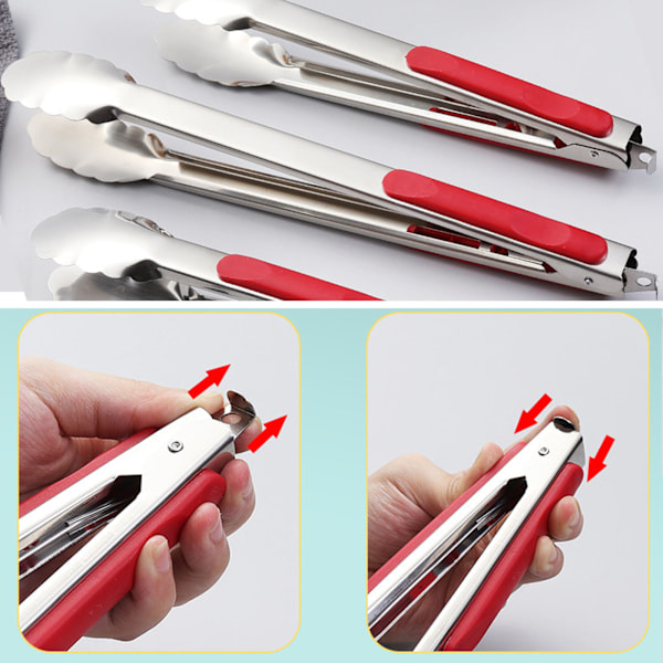 Lihanapit - Grillinapit - Tarjoilunapit - Keittiönapit - Ruostumaton teräs - punainen - 28cm