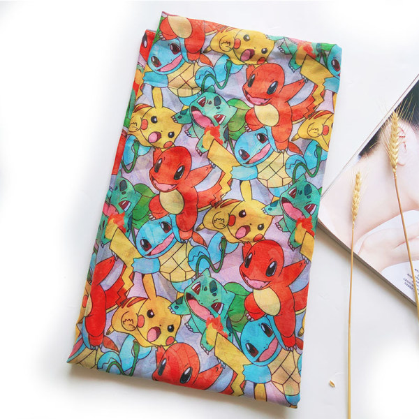 Tecknad Pikachu scarf med djurtryck för barn, 85 X 180 cm