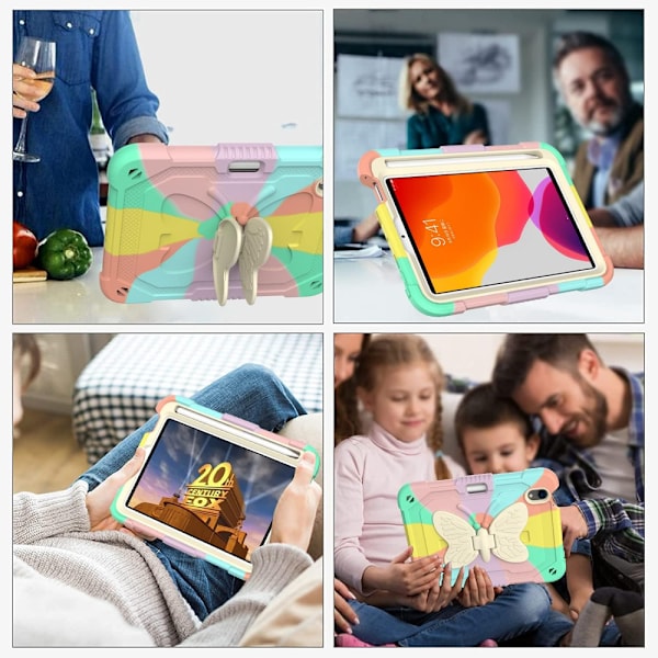 iPad Mini 6 -tablettikuori kynäpidikkeellä, vaaleanpunainen, tuella ja olkahihnalla