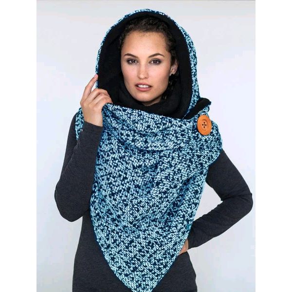 Triangulär halsduk - blå och vit, varm och elegant damvinterscarf