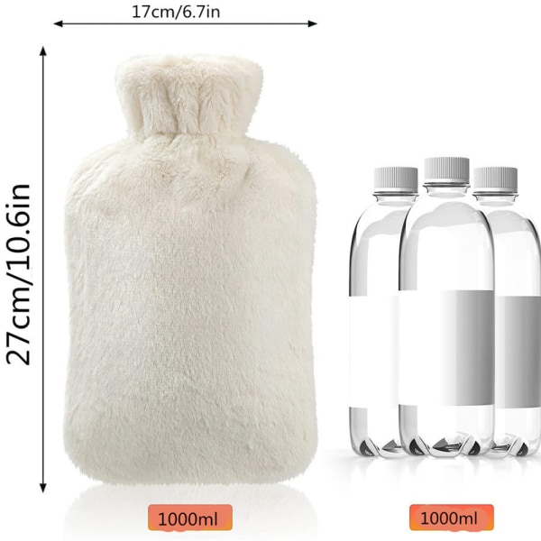 Varmvattenflaska varmvattenflaska med cover 1L sängflaska värmepåse bärbar