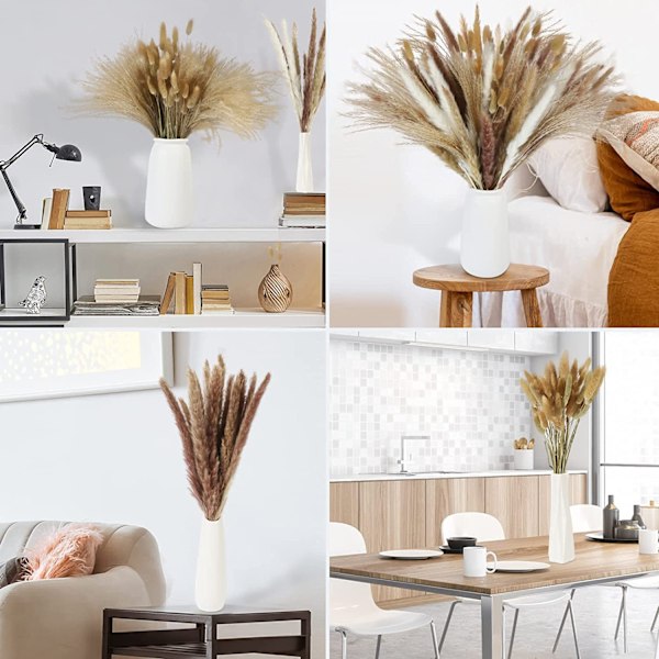 Tørket Pampasgress Dekor, 75 Stilker Pampasgress Inneholder Kaninhaler Tørkede Blomster, Reed Grass Bukett for Bryllup Boho Blomster Ho
