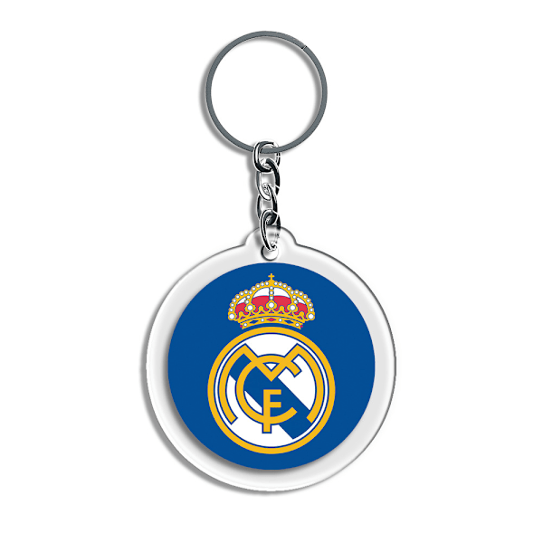 (Real Madrid)Keyring for Football Club Logo, Acrylic Round Keychain Pendant