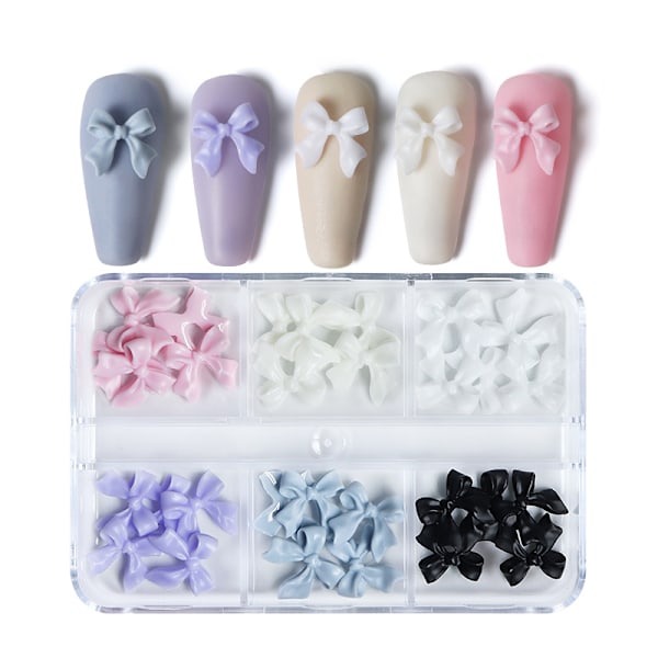 (#1)30 st Ribbon Bow Nail Charm 3d Bow Nail Art Resin Bow Nail Koreanska Manikyr Charms Dekorationer Nail Accesso