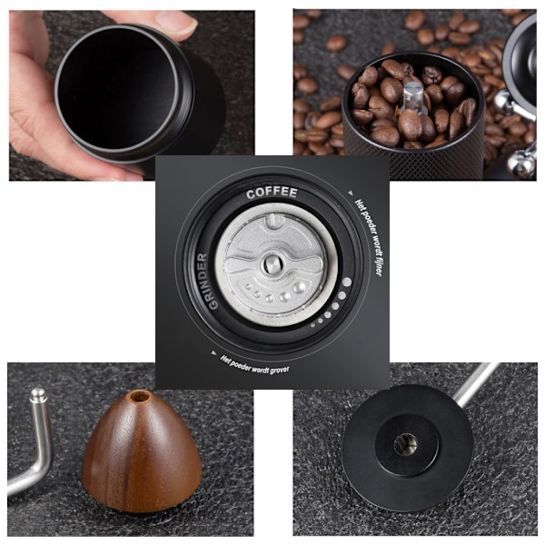 Håndkvern for kaffe - Manuell kaffekvern med justerbare innstillinger - Kvern for kaffebønner - Kverning av kaffe - Bønnekvern