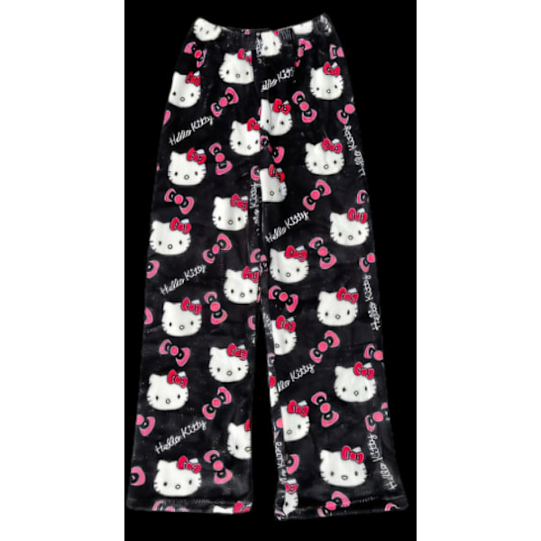 Rosa M Kawaii Pyjamas för Kvinnor och Flickor Jul Cartoon Cat All Over Print Mjuk Flanell Jul