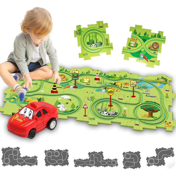 Barns bilkrets liten leksak för barn DIY Puzzle Track Ro