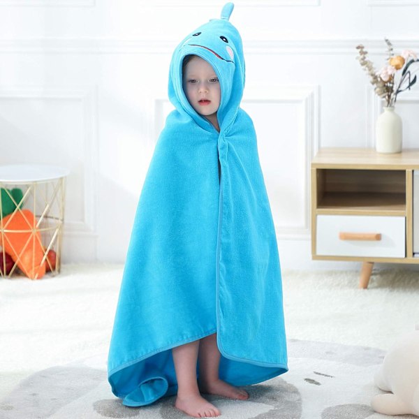 90x90cm, Blå, 0-6 år, Unisex Baby Toddler Kids Animal Hooded Cotton Shower Beach Bath Towel