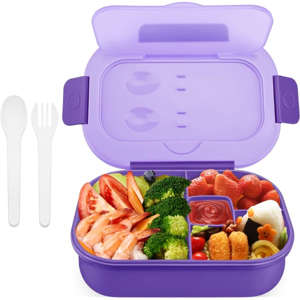 Lila Bento Lunch Box för Vuxna/Barn, 1300ml Läckagesäker Bent