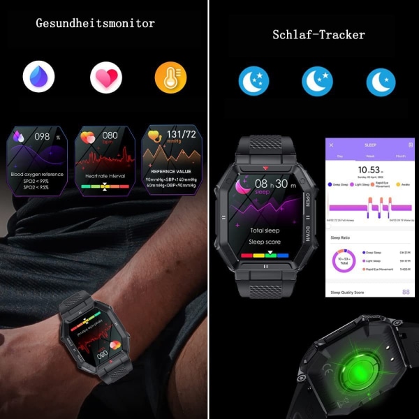 Smartwatch med telefonfunktion, fitness tracker, smartwatch, fitnessklocka