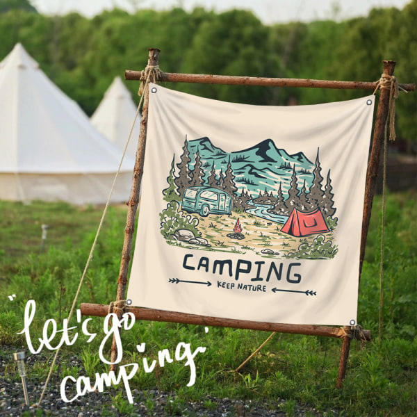 Camping 2 # tissu de fond en tissu suspendu de camping, tissu sus